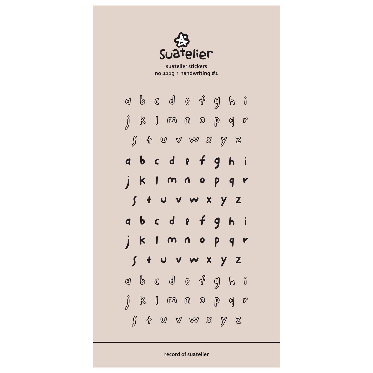 Suatelier Sticker — Handwriting#1 — sheet front