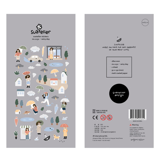 Suatelier Sticker — Rainy Day — sheet front