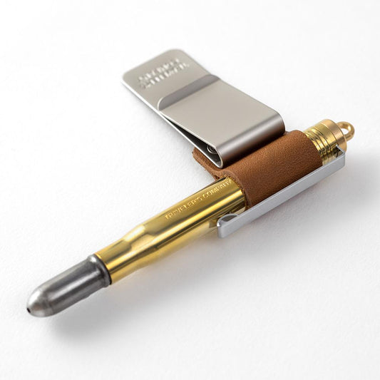 Traveler's Notebook Refill 016 Pen Holder <M> Camel — in use