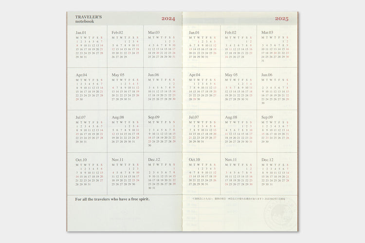 TRAVELER'S notebook Refill - 2024 Weekly - Vertical