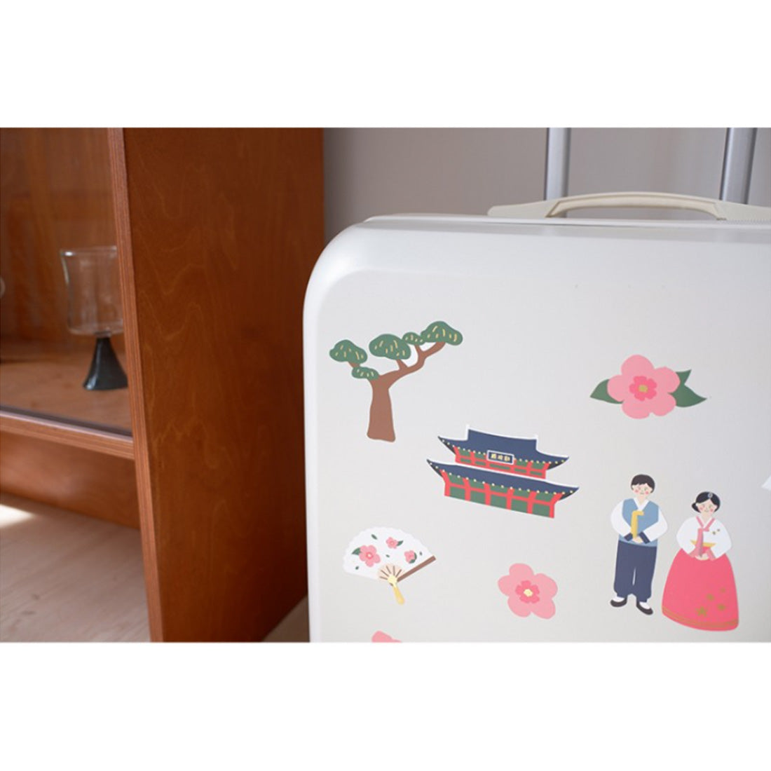 Suatelier Travel Luggage Sticker Pack — Welcome To Korea — applied in a journal