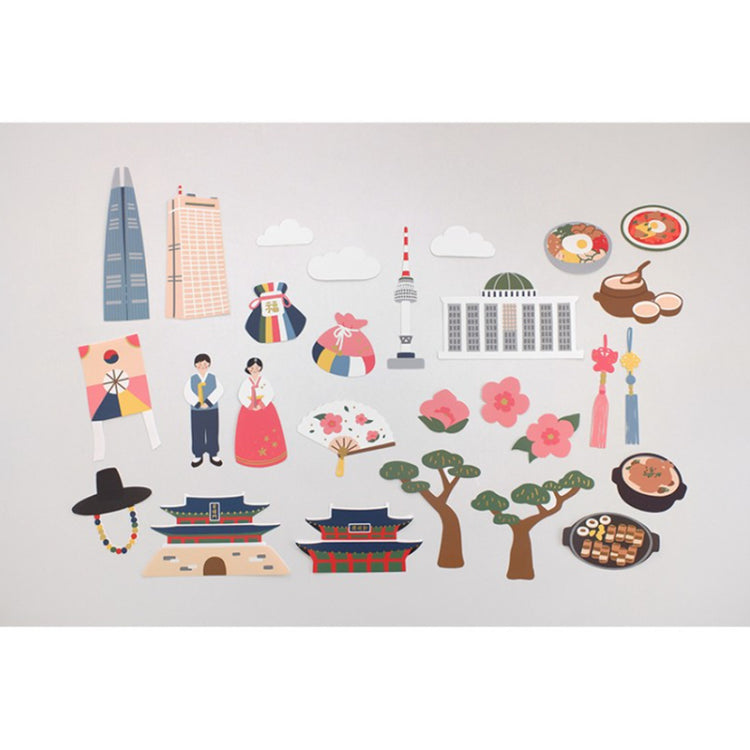 Suatelier Travel Luggage Sticker Pack — Welcome To Korea — sheet front