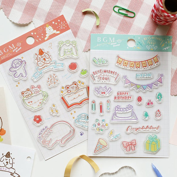 BGM Clear Stamp — Fluffy Land — with packaging