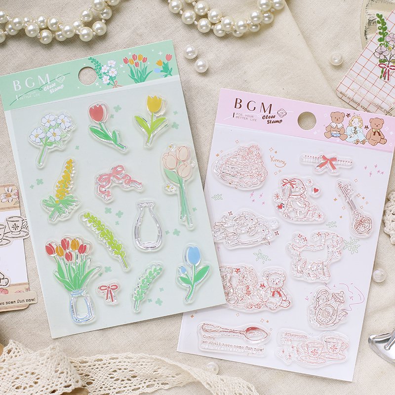 BGM Clear Stamp — Fluffy Land — flat lay