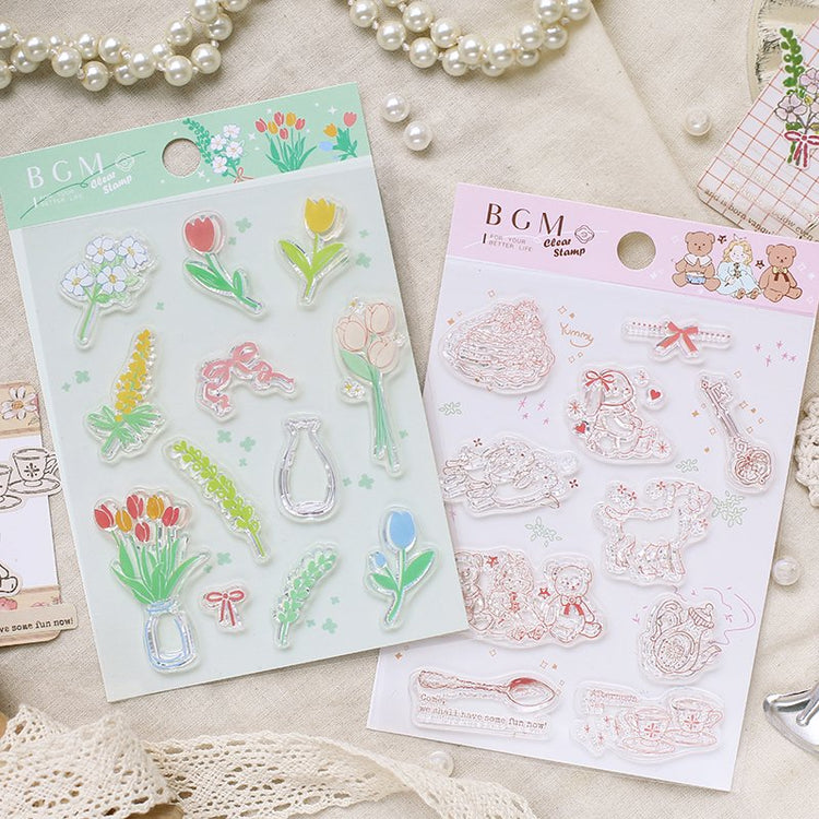 BGM Clear Stamp — Fluffy Land — flat lay