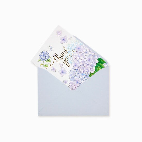 D'Won Thank You Card — Hydrangea — detail close-up