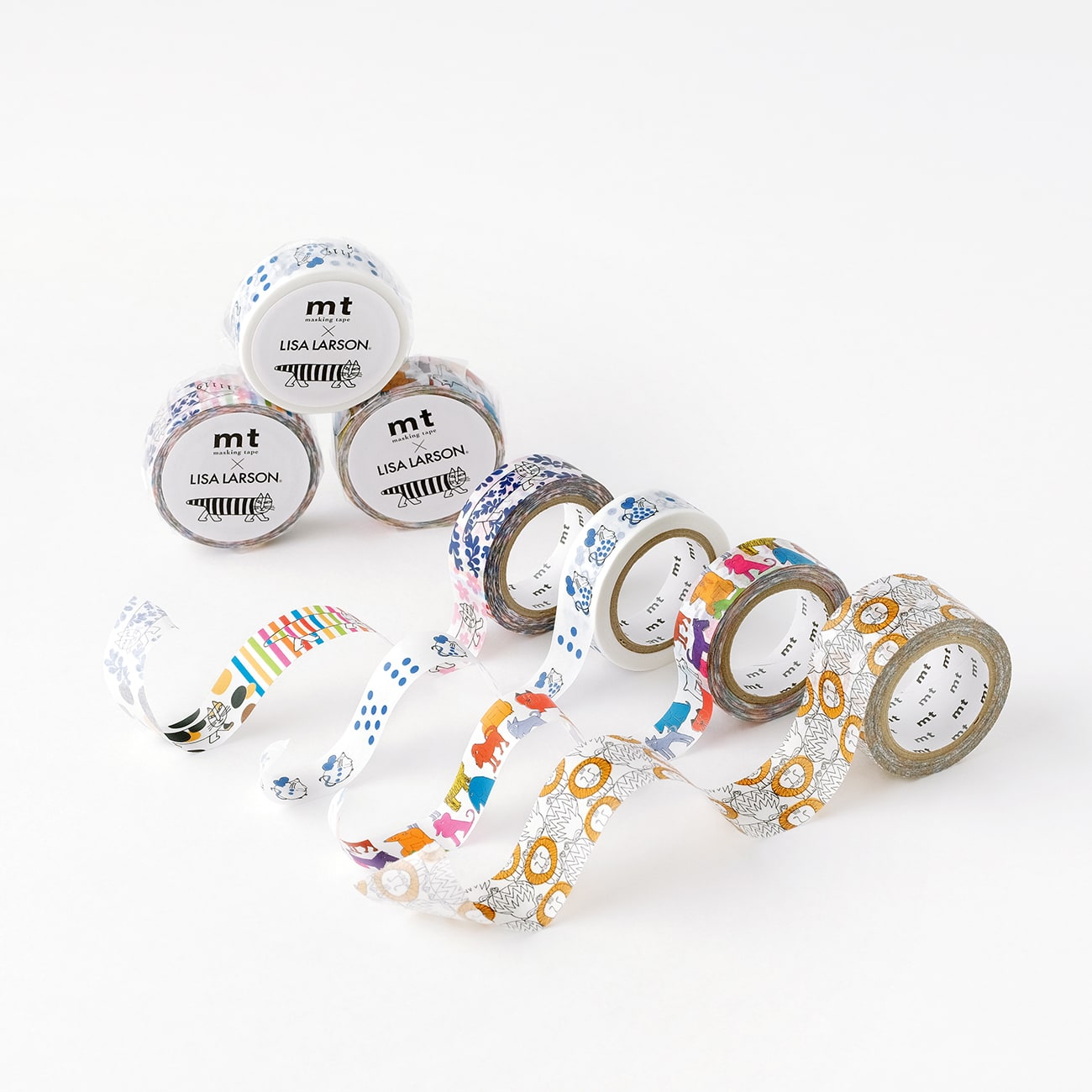 mt x Lisa Larson Washi Tape — Colorful Dog — rolled out on paper