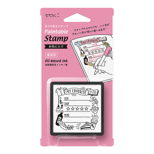 Midori Pre-inked Paintable Stamp — My Favorite — stamp front