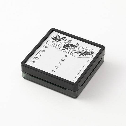 Midori Pre-inked Paintable Stamp — Shopping List — stamped impression