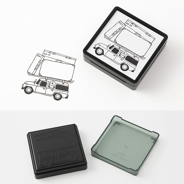 Midori Pre-inked Paintable Stamp — Going Out — with packaging