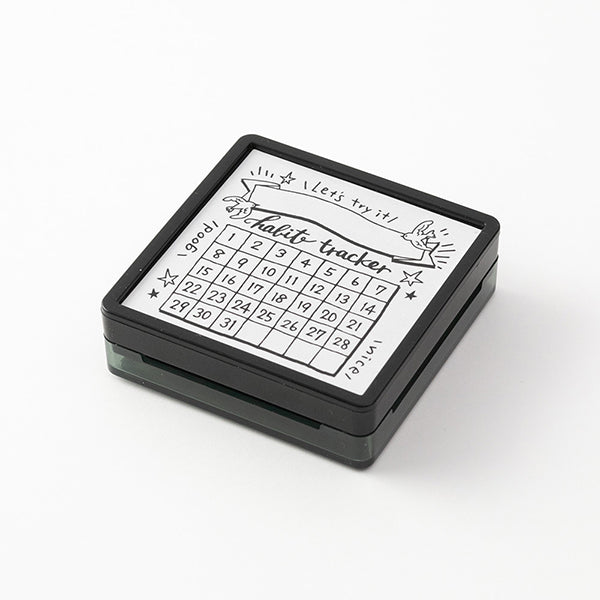 Midori Pre-inked Paintable Stamp — Habit Tracker — stamped impression