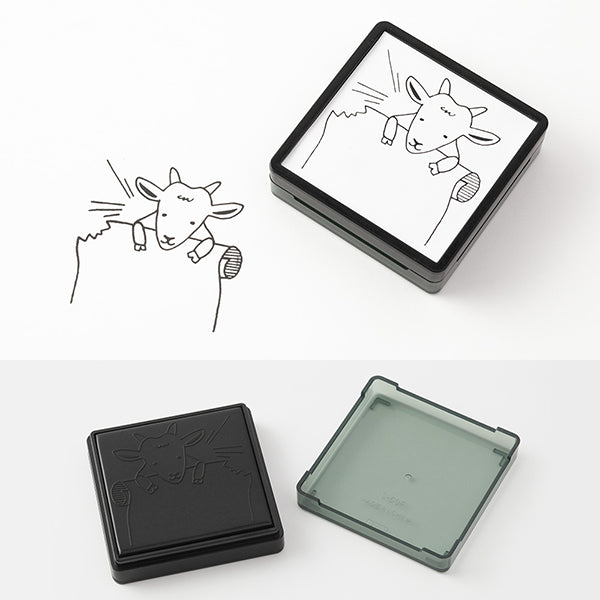 Midori Pre-inked Paintable Stamp — Goat — with packaging