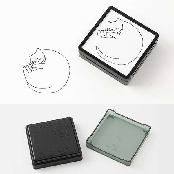 Midori Pre-inked Paintable Stamp — Cat — with packaging