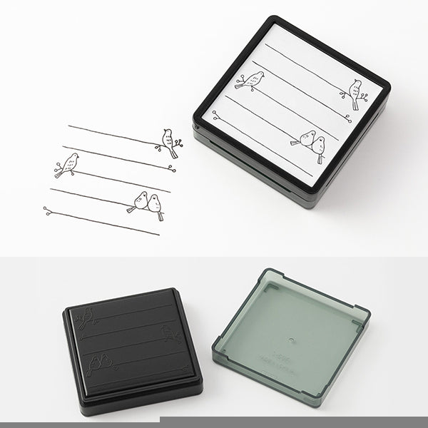 Midori Pre-inked Paintable Stamp — Bird — with packaging