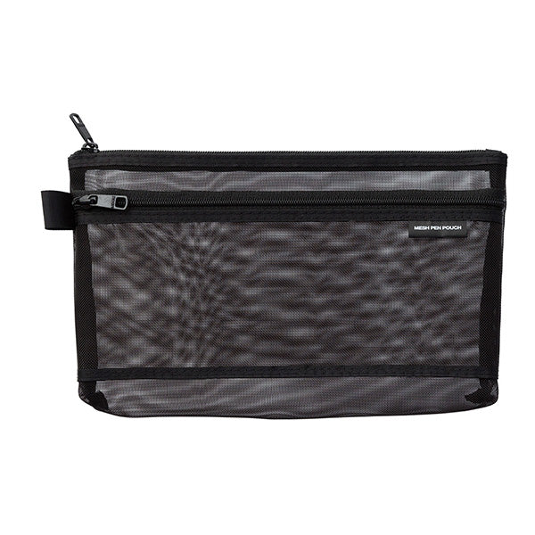 Midori Mesh Pen Pouch — Black — front view