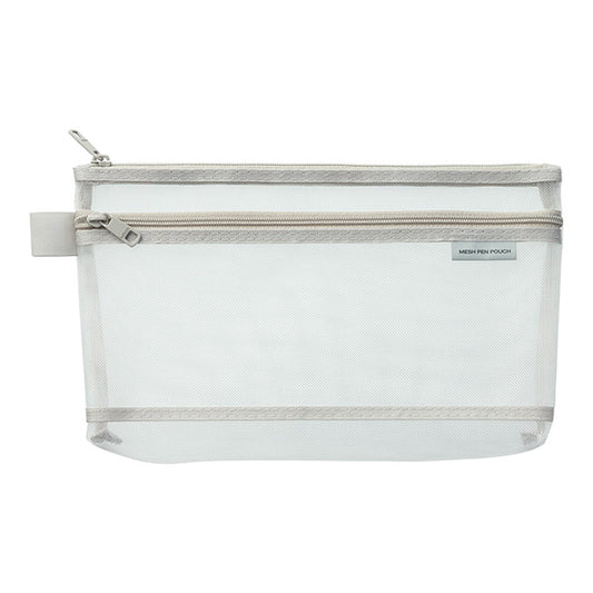 Midori Mesh Pen Pouch — Gray — front view