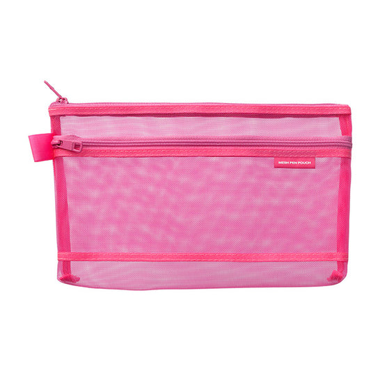 Midori CL Mesh Pen Pouch — Pink — front view