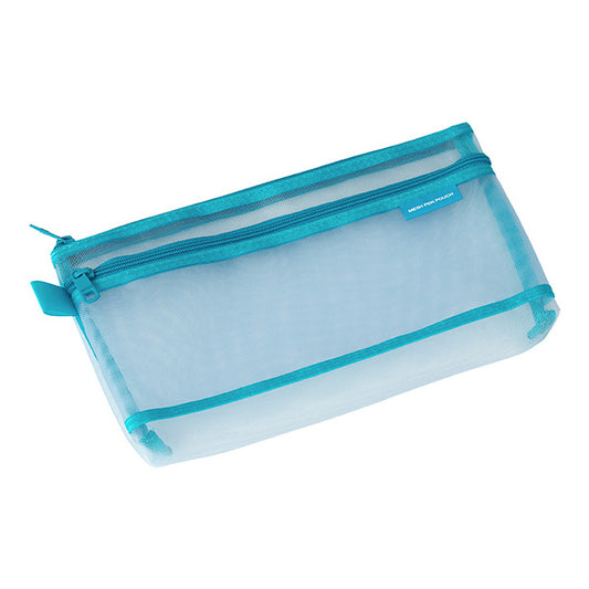 Midori CL Mesh Pen Pouch — Blue — detail view