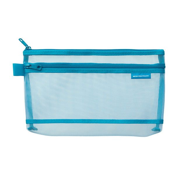 Midori CL Mesh Pen Pouch — Blue — front view