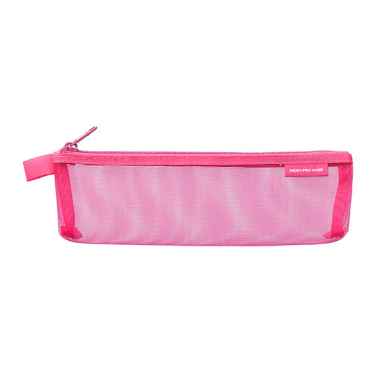 Midori CL Mesh Mini Pen Pouch — Pink — front view