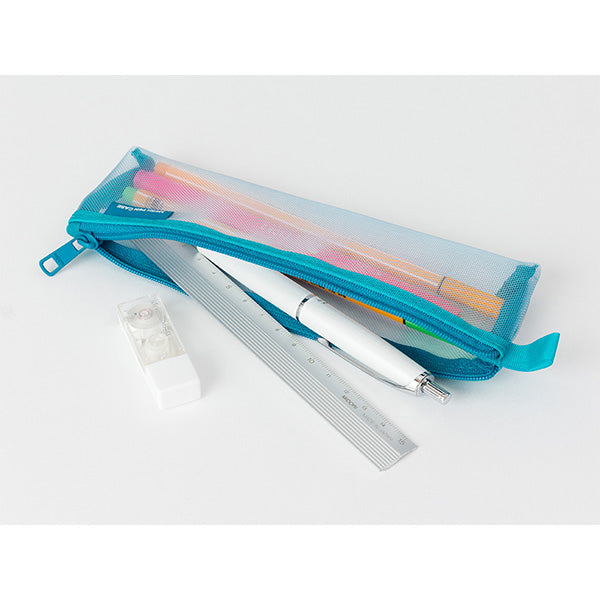 Midori CL Mesh Mini Pen Pouch — Blue — with packaging