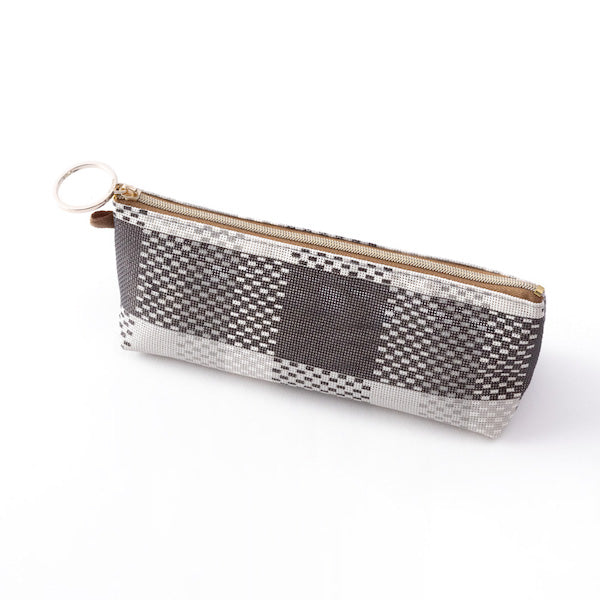 Midori Mesh Graphics Pen Case — Check Black — detail view