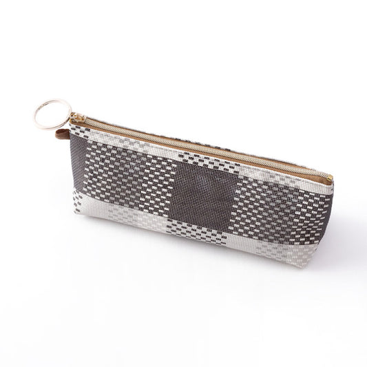 Midori Mesh Graphics Pen Case — Check Black — detail view