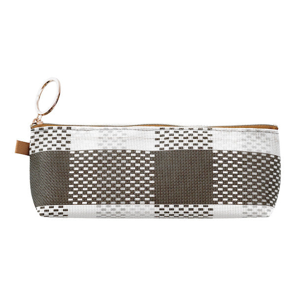 Midori Mesh Graphics Pen Case — Check Black — front view
