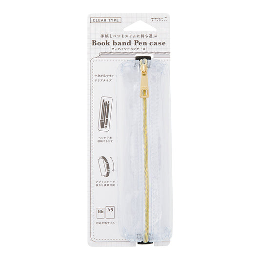 Midori Book Band Pen Case <B6-A5> — Clear — front view