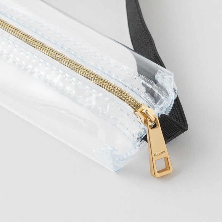 Midori Book Band Pen Case <B6-A5> — Clear — with packaging