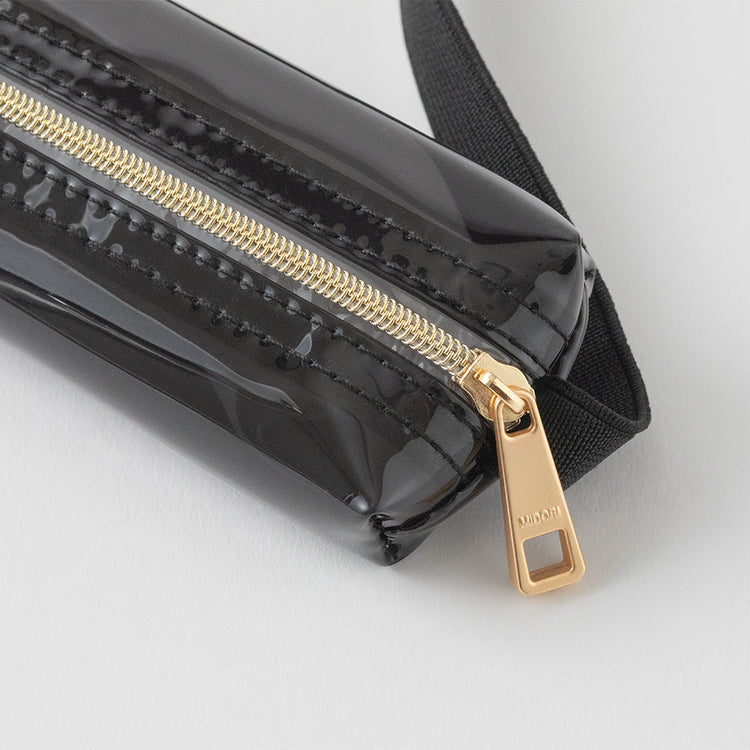 Midori Book Band Pen Case <B6-A5> — Clear Black — with packaging