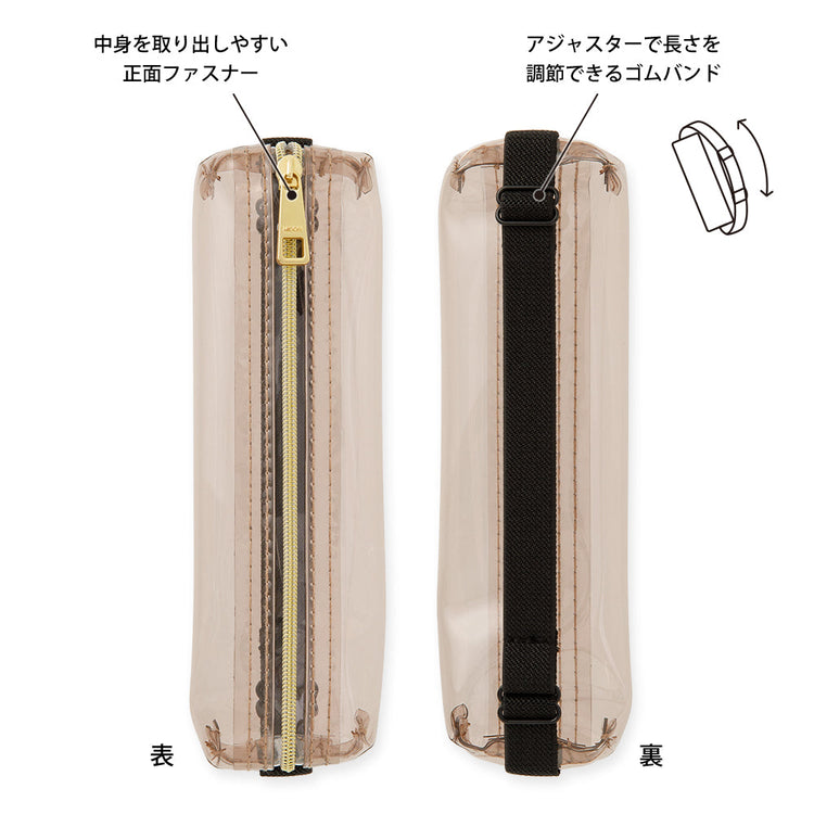 Midori Book Band Pen Case <B6-A5> — Clear Sepia — angle view
