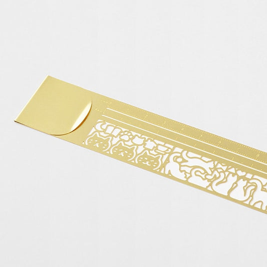 Midori Clip Ruler — Cat — detail view