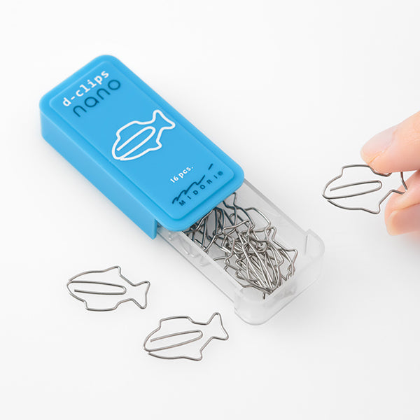 Midori D-Clips Nano — Fish — flat lay