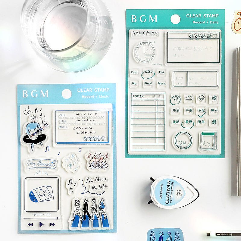 BGM Clear Stamp — Record / Daily — close-up of design
