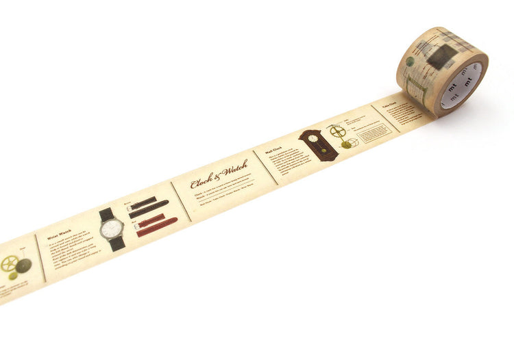 mt EX Washi Tape — Encyclopedia Clock — with packaging