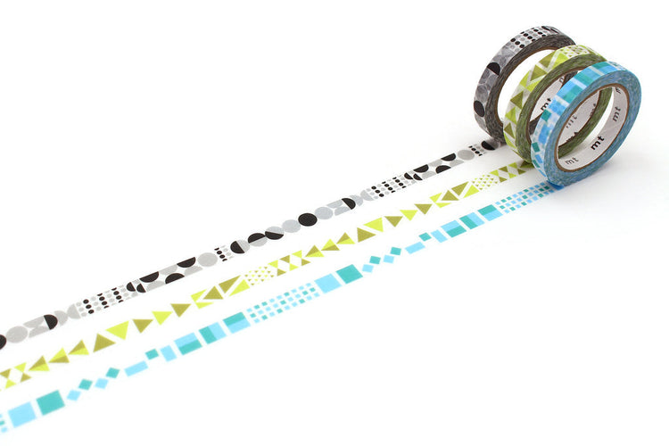 mt Slim Deco Washi Tape — Geometric — rolled out on paper