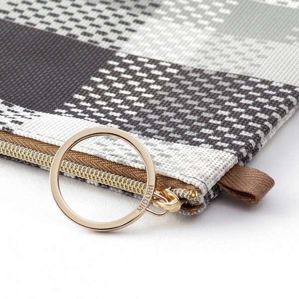 Midori Mesh Graphics Pouch <A5> — Check Black — flat lay