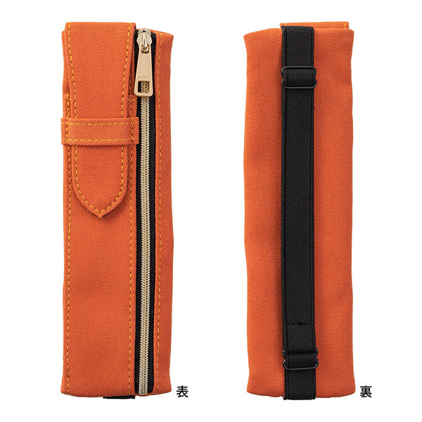 Midori Book Band Pen Case <B6-A5> — Orange — detail view