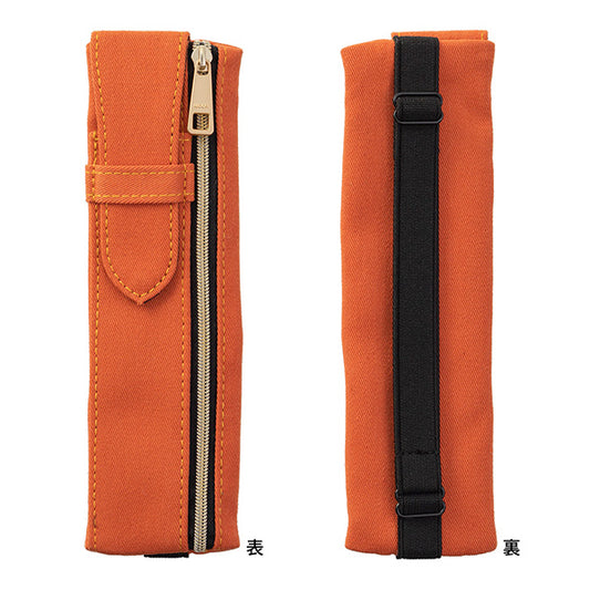 Midori Book Band Pen Case <B6-A5> — Orange — detail view