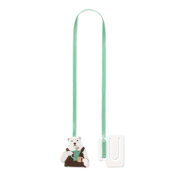 Midori Embroidery Bookmarker — Polar Bear — front view