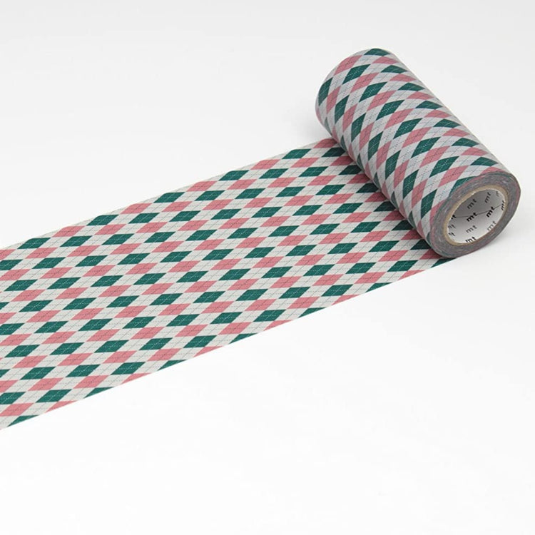 mt Casa 100mm Washi Tape — Argyle Pink — roll front