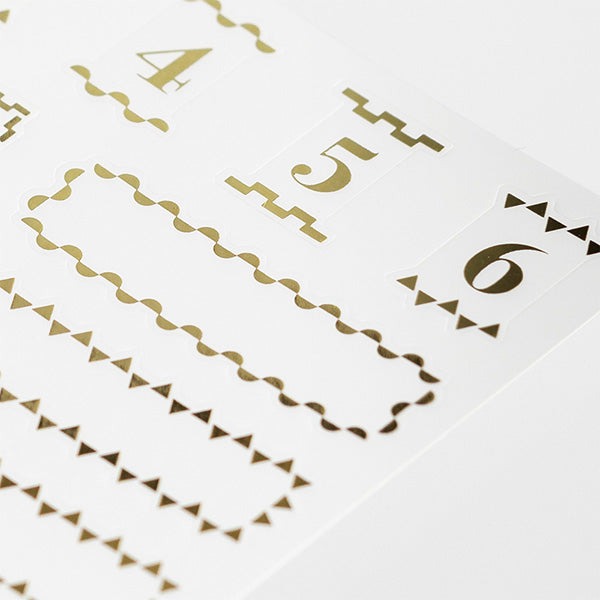 Midori Title Sticker — Gold — applied in a journal