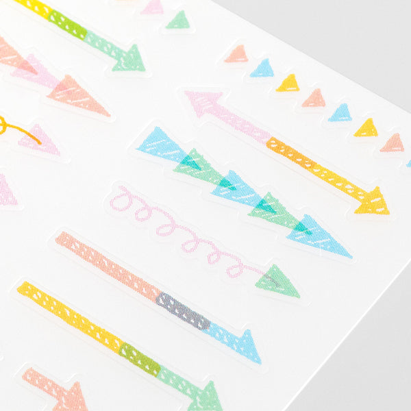 Midori Plan Sticker — Arrow Pastel — applied in a journal