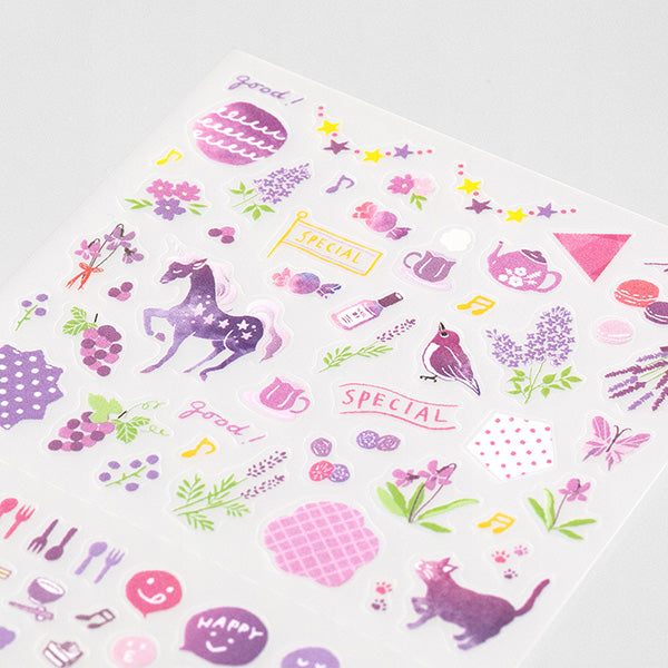 Midori Color Sticker — Purple — applied in a journal