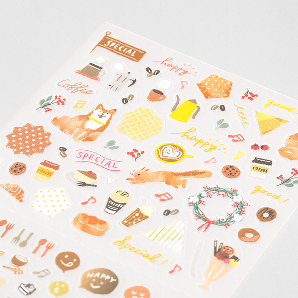 Midori Color Sticker — Brown — applied in a journal