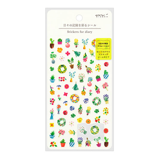 Midori Daily Records Sticker — Flowers — sheet front