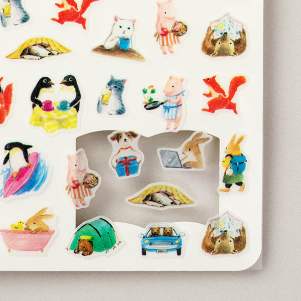 Midori Daily Records Sticker — Animal Scenes — with packaging