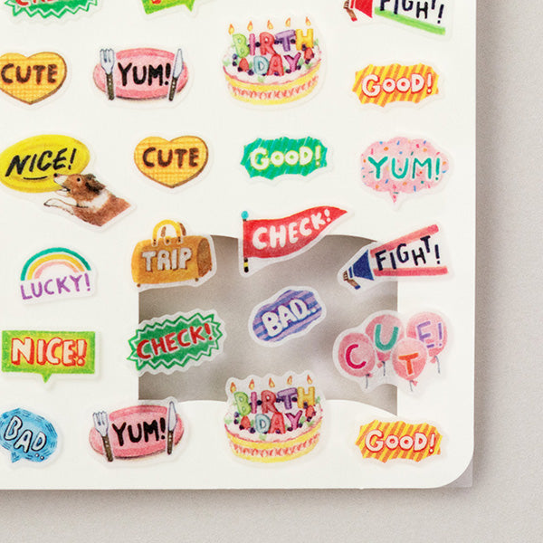 Midori Daily Records Sticker — Words — with packaging