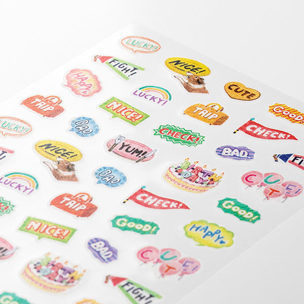 Midori Daily Records Sticker — Words — applied in a journal